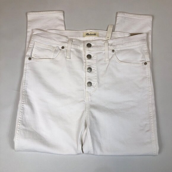 Madewell Denim - Madewell Womens 10" High-Rise Skinny Crop Jeans White Button Front Size 31 New